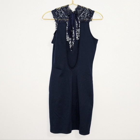 Lulu's Small Navy Blue Gorgeous Renaissance Court Lace Cocktail Mini Dress‎ - Picture 11 of 16